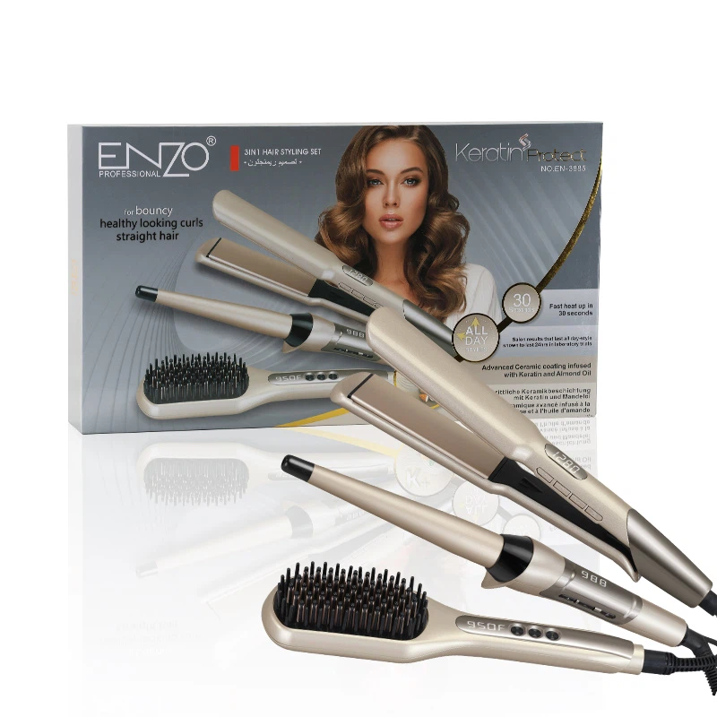 PACK 3en1 (Lisseur Boucleur plus brosse) à la kératine 